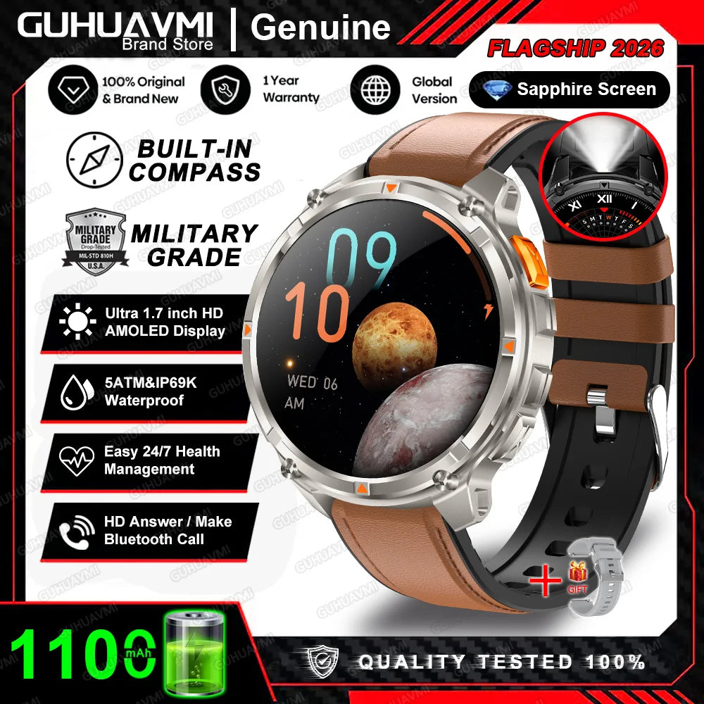 Smartwatch Militaire T-Rex 3 Pro 2026 — GPS Dual Band, AMOLED 1,73", 1100 mAh, 5ATM, 100+ Sports