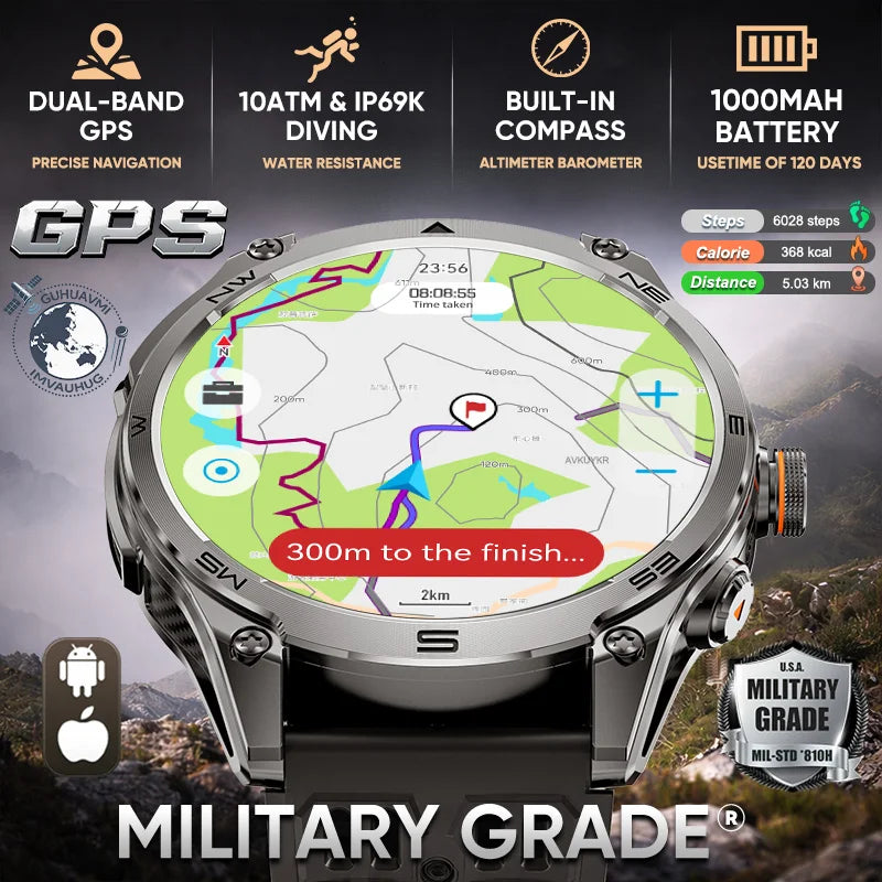 Montre Smartwatch GPS  Montre Militaire 2026